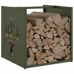 Portant de bois chauffage vert olive 40x40x40 cm 