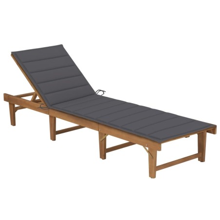 Chaise longue pliable avec coussin Bois d'acacia solide 