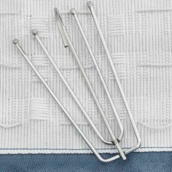 Rideaux occultants aspect lin avec crochets 2pcs Bleu 140x175cm 