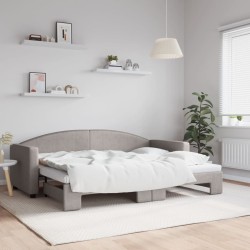 Lit de jour avec gigogne sans matelas taupe 80x200 cm 