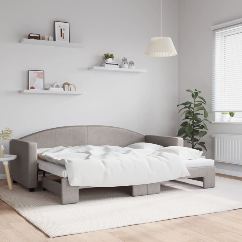 Lit de jour avec gigogne sans matelas taupe 80x200 cm 