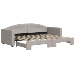 Lit de jour avec gigogne sans matelas taupe 80x200 cm 