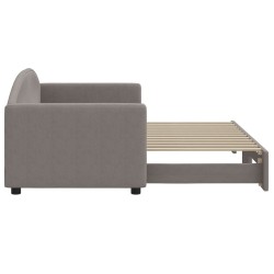 Lit de jour avec gigogne sans matelas taupe 80x200 cm 