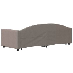 Lit de jour avec gigogne sans matelas taupe 80x200 cm 