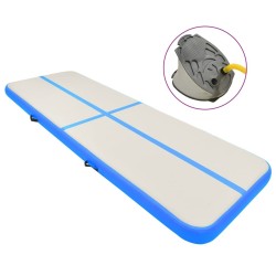Tapis gonflable de gymnastique avec pompe 500x100x15cm PVC Bleu 