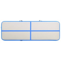 Tapis gonflable de gymnastique avec pompe 500x100x15cm PVC Bleu 