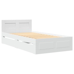 Cadre de lit avec tête de lit sans matelas blanc 100x200 cm 