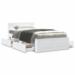 Cadre de lit avec tête de lit sans matelas blanc 100x200 cm 