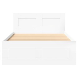 Cadre de lit avec tête de lit sans matelas blanc 100x200 cm 