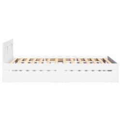 Cadre de lit avec tête de lit sans matelas blanc 100x200 cm 