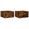 Tables de chevet murales 2 pcs chêne fumé 35x35x20 cm 