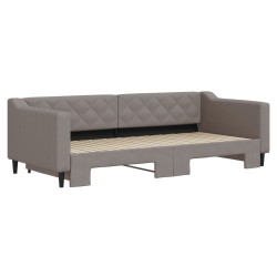 Lit de jour avec gigogne sans matelas taupe 90x200 cm 