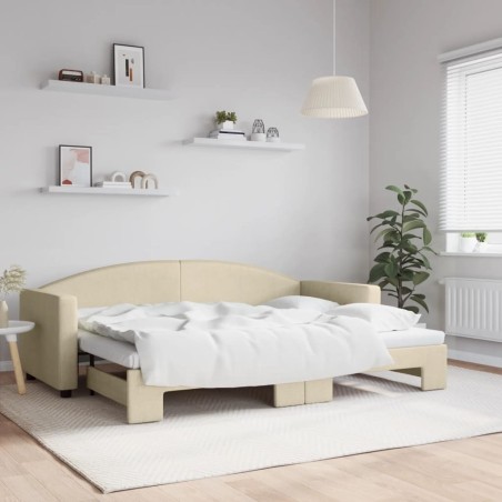 Lit de jour avec gigogne sans matelas crème 80x200 cm 