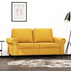Canapé à 2 places Jaune 120 cm Velours 