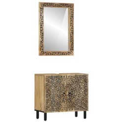 Ensemble de meubles salle de bain 2 pcs bois de manguier massif 