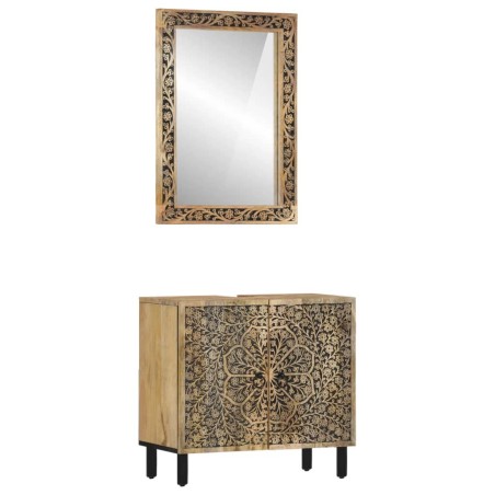Ensemble de meubles salle de bain 2 pcs bois de manguier massif 