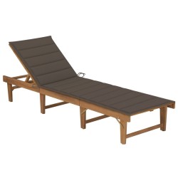 Chaise longue pliable avec coussin Bois d'acacia solide 