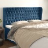 Tête de lit avec oreilles Bleu foncé 203x23x118/128 cm Velours 