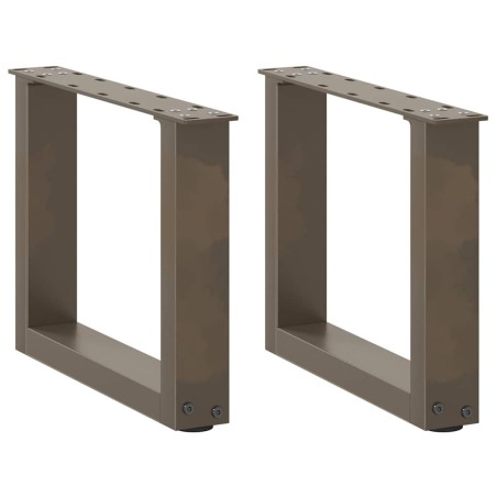 Pieds de table basse en U, 2 pièces, acier naturel, 40 x (30-31) cm 