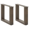 Pieds de table basse en U, 2 pièces, acier naturel, 40 x (30-31) cm 