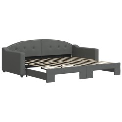 Lit de jour avec gigogne sans matelas gris foncé 90x190 cm 