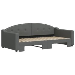 Lit de jour avec gigogne sans matelas gris foncé 90x190 cm 