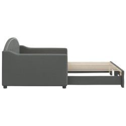 Lit de jour avec gigogne sans matelas gris foncé 90x190 cm 