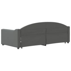 Lit de jour avec gigogne sans matelas gris foncé 90x190 cm 