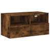 Meuble TV mural chêne fumé 60x30x30 cm bois d'ingénierie 