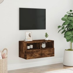 Meuble TV mural chêne fumé 60x30x30 cm bois d'ingénierie 