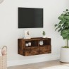 Meuble TV mural chêne fumé 60x30x30 cm bois d'ingénierie 
