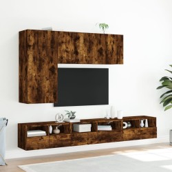 Meuble TV mural chêne fumé 60x30x30 cm bois d'ingénierie 