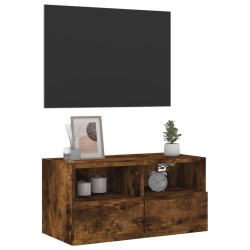 Meuble TV mural chêne fumé 60x30x30 cm bois d'ingénierie 
