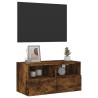Meuble TV mural chêne fumé 60x30x30 cm bois d'ingénierie 