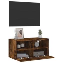 Meuble TV mural chêne fumé 60x30x30 cm bois d'ingénierie 