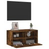 Meuble TV mural chêne fumé 60x30x30 cm bois d'ingénierie 