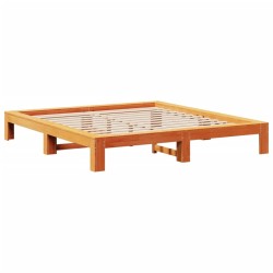 Cadre de lit sans matelas cire marron 180x200cm bois pin massif 