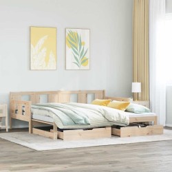 Lit de jour avec gigogne et tiroirs sans matelas 90x190 cm 