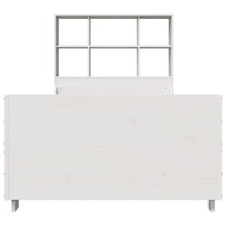 Lit bibliothèque sans matelas blanc 90x190 cm bois massif 
