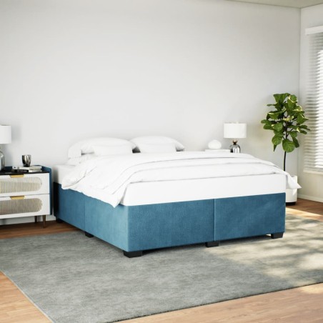 Cadre de lit sans matelas bleu 180x200 cm velours 