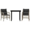 Ensemble de bistro 3 pcs et coussins gris clair résine tressée 