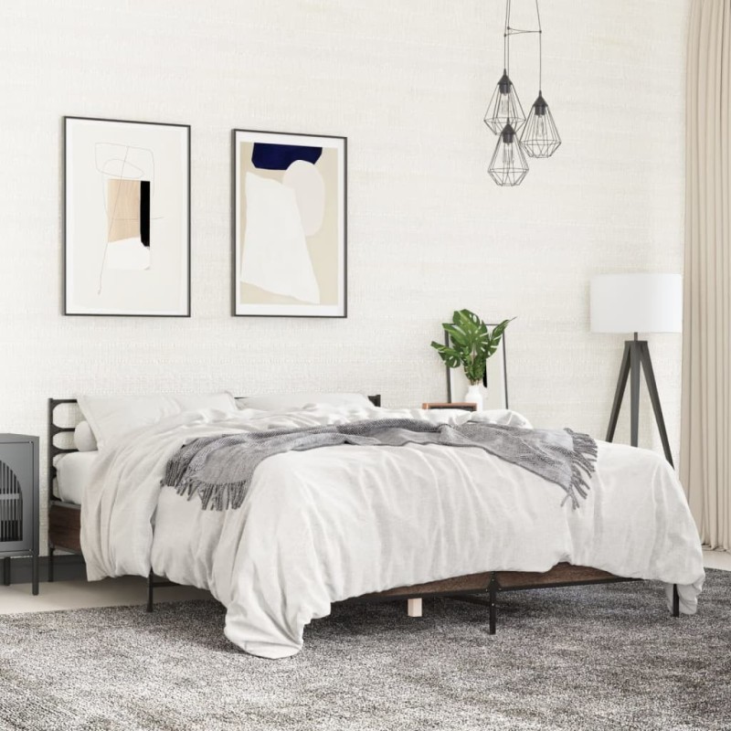 Cadre de lit sans matelas chêne marron 160x200 cm 