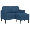 Canapé 2 places avec méridienne en L bleu 125 cm tissu 