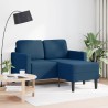 Canapé 2 places avec méridienne en L bleu 125 cm tissu 