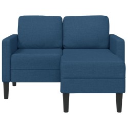 Canapé 2 places avec méridienne en L bleu 125 cm tissu 