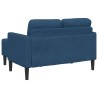 Canapé 2 places avec méridienne en L bleu 125 cm tissu 