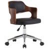 Chaise pivotante de bureau Noir Bois courbé et similicuir 