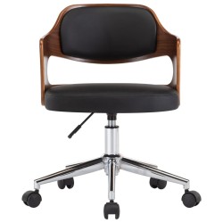 Chaise pivotante de bureau Noir Bois courbé et similicuir 