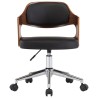 Chaise pivotante de bureau Noir Bois courbé et similicuir 