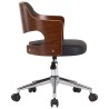 Chaise pivotante de bureau Noir Bois courbé et similicuir 